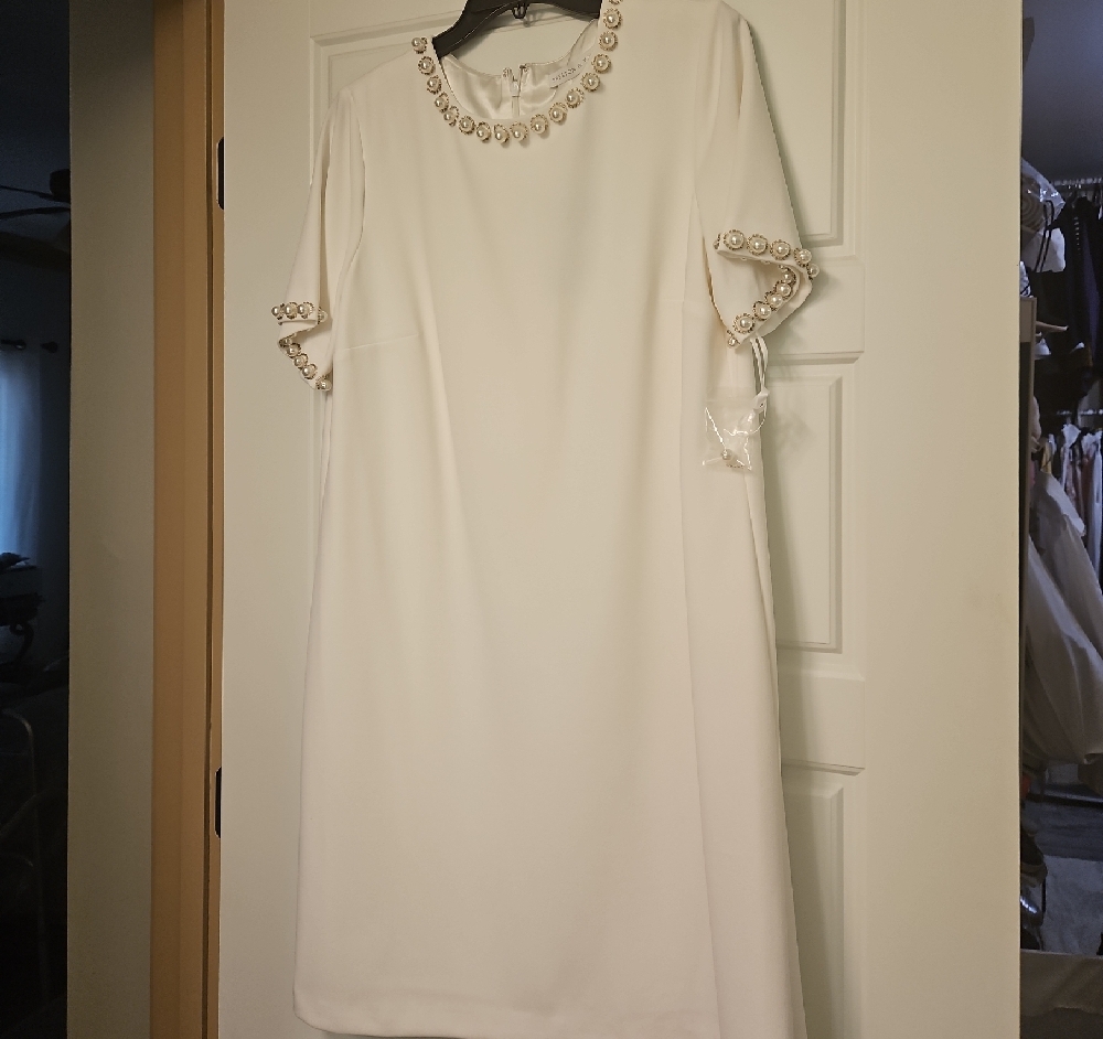 Preston & York Cream Sheath Dress with Flutter Sleeves